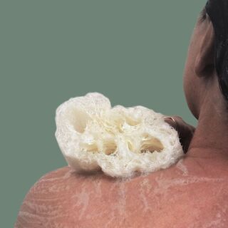 Exfoliating with a loofah