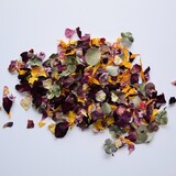 Potpourri mix with Rose petals, sunflower and hydrangea petals and eucalyptus leaves