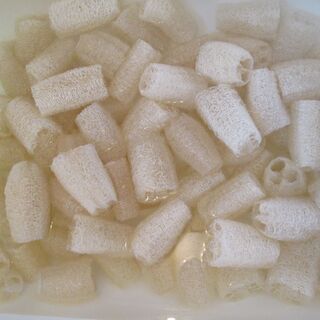 Loofah soaking in a bath