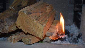 Loofah wick burning
