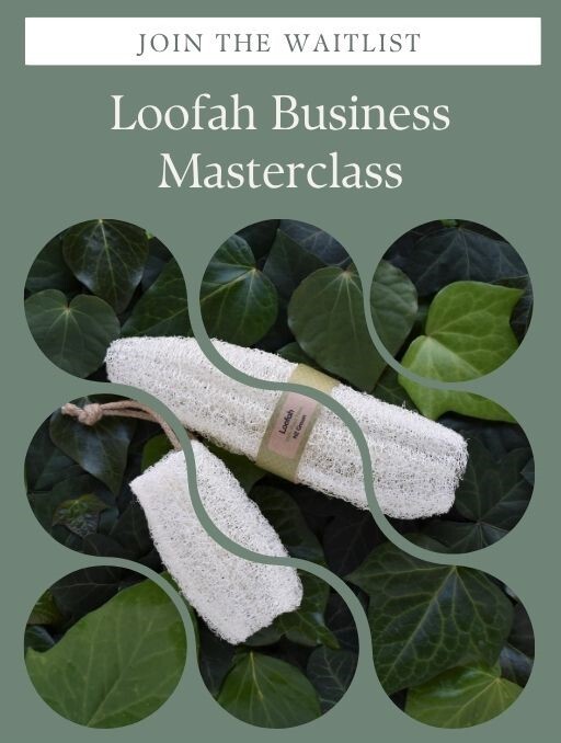 Book cover of a large and small loofah with jute handle